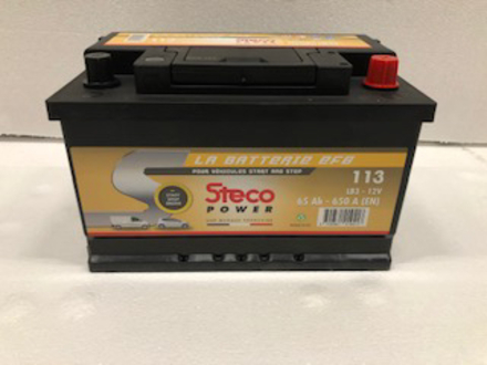 Batterie 12V 65Ah 650A 278x175x175 système start&stop STECOPOWER - L031113