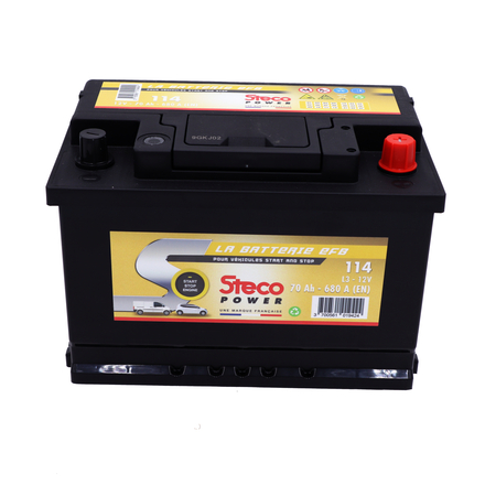 Batterie 12v 70ah 680a 278x175x190 gamme jaune efb stecopower - 114