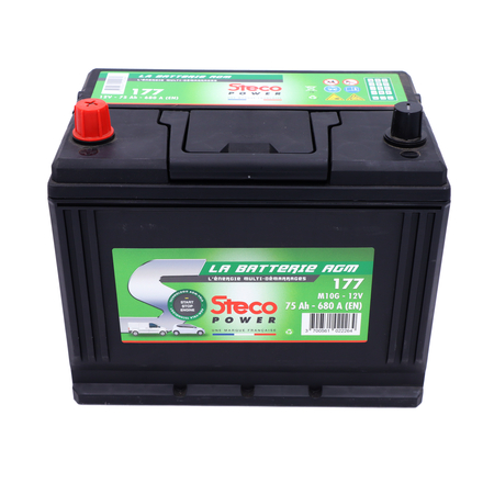 Batterie 12V 75Ah 680A 260x170x220 mm système start&stop stecopower - 177