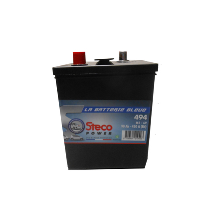 Batterie 6V 90Ah 450A 164x150x217 mm gamme 6 volts (acide inclus) stecopower - 494