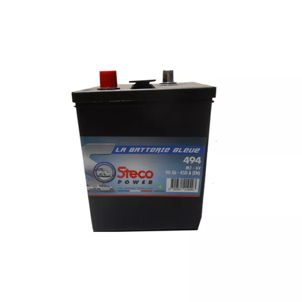 Batterie 6V 90Ah 450A 164x150x217 mm gamme 6 volts (acide inclus) stecopower - 494