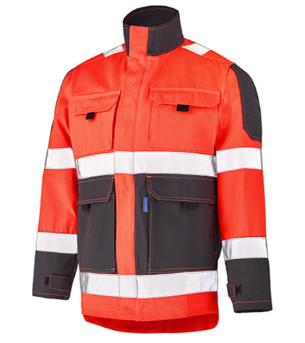BLOUSON FLUO TECH ROUGE FLUO / GRIS CHARCOAL HAUTE VISIBILITE CEPOVETT - 22-9282-8267-2235