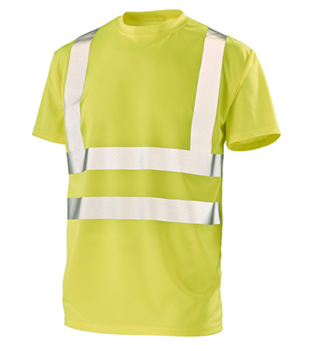 TEE-SHIRT MANCHES COURTES FLUO BASE 2 JAUNE FLUO CEPOVETT - 22-T089-BT-700
