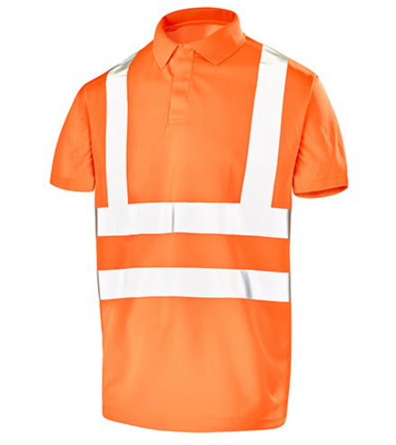 POLO MANCHES COURTES FLUO BASE 2 ORANGE FLUO CEPOVETT - 22-T090-BT-400