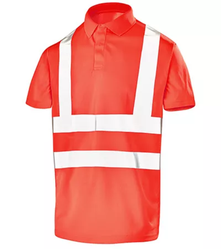 POLO MANCHES COURTES FLUO BASE 2 ROUGE FLUO CEPOVETT - 22-T090-BT-800