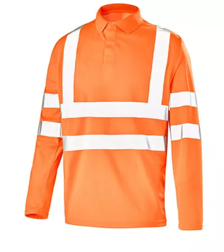 POLO MANCHES LONGUES FLUO BASE 2 ORANGE FLUO HAUTE VISIBILITE CEPOVETT - 22-T283-BT-400