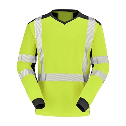 T-SHIRT BARANNI MANCHES LONGUES JAUNE FLUO / NOIR - CEPOVETT - 22-9T85PI-750