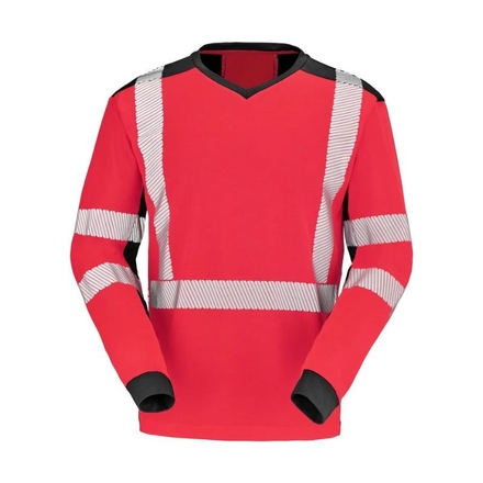 T-SHIRT BARANNI MANCHES LONGUES ROUGE FLUO / NOIR - CEPOVETT - 22-9T85PI-2054