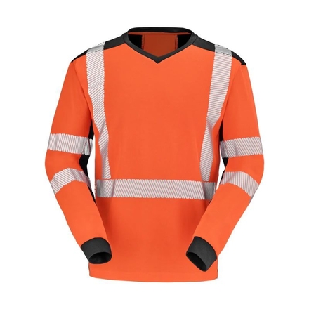 T-SHIRT BARANNI MANCHES LONGUES ORANGE FLUO / NOIR - CEPOVETT - 22-9T85PI-2073