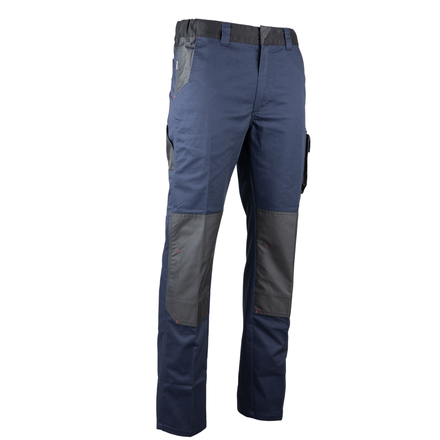 Pantalon bicolore stretch poches genoux HERCULE BLEU FONCÉ NOIR - LMA LEBEURRE - 1822