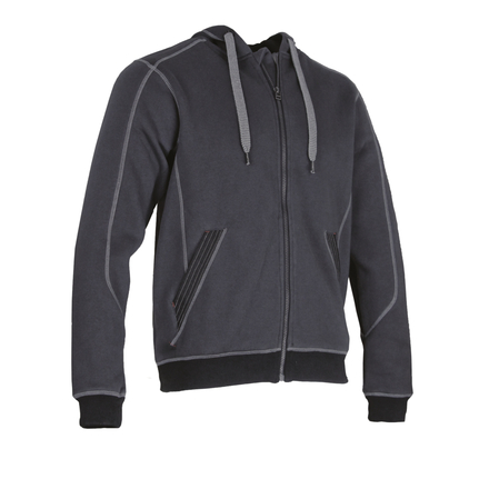 Sweat capuche/full zip CHARPENTE GRIS NOIR - LMA LEBEURRE - 8048
