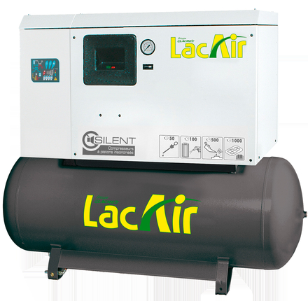 Compresseur silencieux fixe 270 l 4 cv 28 m³/h LACME silent c28/270 d biétagé - 464733