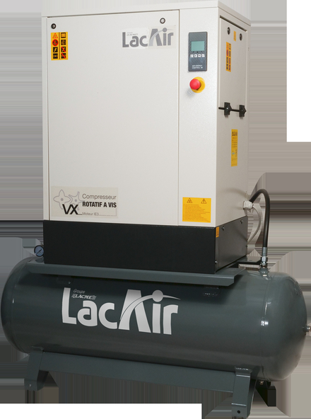 Compresseur à vis vx4/200 lt - 21,6 m³/h - bloc vis encapsulé, lubrifié - moteur 4 cv/ 3 kw LACME - 469341