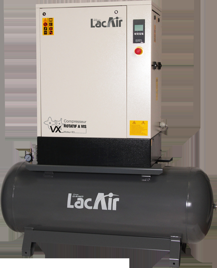 Compresseur à vis vx5,5/270 lt - 30,6 m³/h - bloc vis encapsulé, lubrifié - moteur 5,5 cv/4 kw LACME - 469355