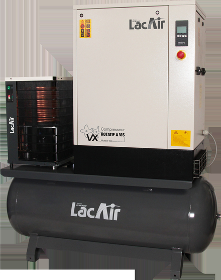Centrale d'air à vis vx10/270sc : 57,9 m³/h - bloc vis lubrifié encapsulé - moteur 10 cv tri 400 v LACME - 469681