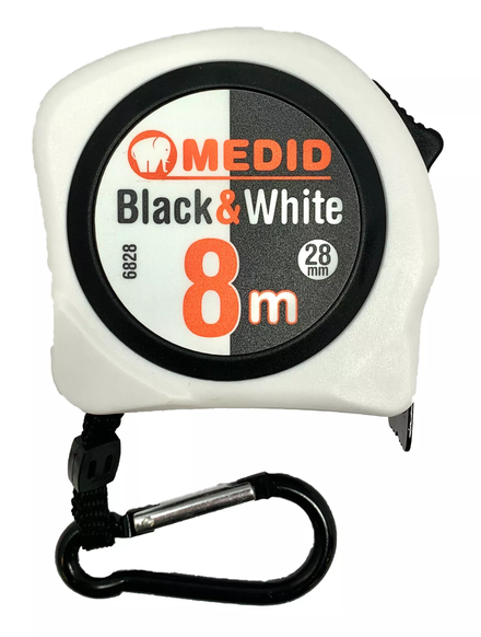 Mesure à ruban blanc Black & White 8m 28mm MEDID - 6828