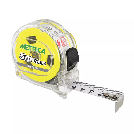 Metre ruban transp.double grad.jaune METRICA - 38754