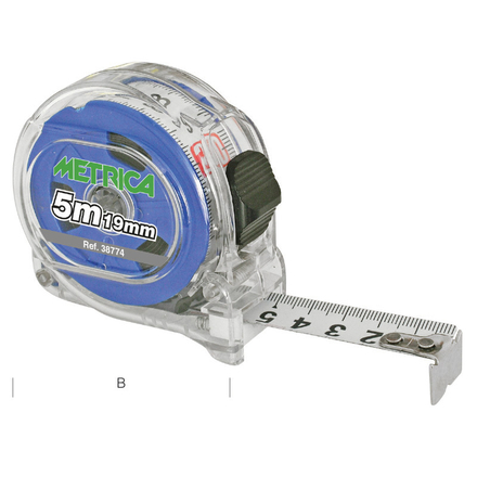 Metre ruban transp.double grad.bleu METRICA - 38774