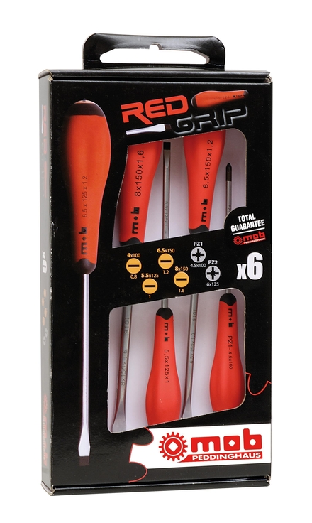 JEU 6 TOURNEVIS REDGRIP 4 FENTE + 2 PZ MOB - 9129001201