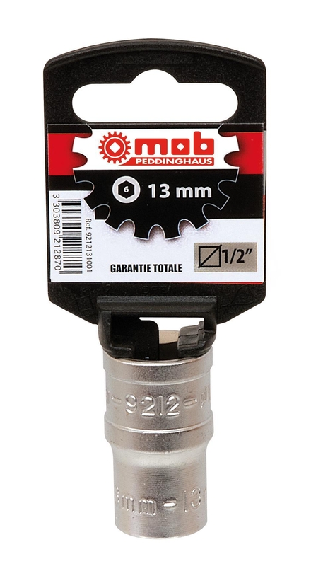 DOUILLE 6 PANS 1/2'' 13MM SUR CARTE MOB - 9212131001