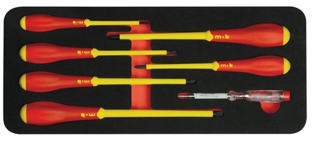 Module mousse 6 tournevis isolés 1000V + testeur - MOB OUTILLAGE - 9824007001