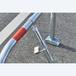 Barrière rabattable éco avec 2 bandes rouges de repérage - MOTTEZ - B310P