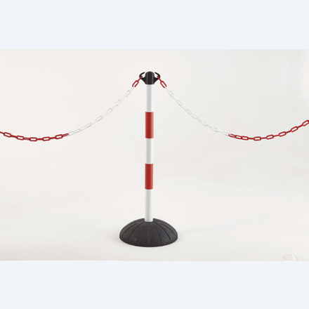 Potelet avec socle en caoutchouc noir « pro » blanc et rouge - MOTTEZ - B347SBCRG