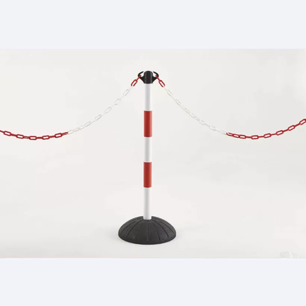 Potelet avec socle en caoutchouc noir « pro » blanc et rouge - MOTTEZ - B347SBCRG