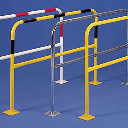 Barrière de protection sur platine Ø 60mm- Longueur 100m Jaune avec 4 bandes noires - MOTTEZ - B358CZJN