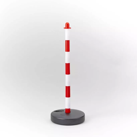 Potelet plastique sur coupelle ronde blanc et rouge - MOTTEZ - B360CBCRGROND