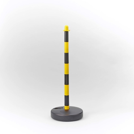 Potelet plastique sur coupelle ronde jaune et noir - MOTTEZ - B360CNOJAROND