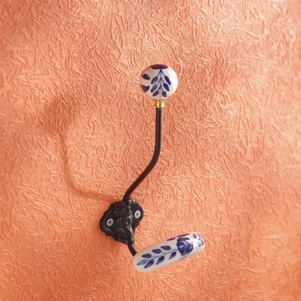 Support acier moulé noir mat avec boules porcelaine Delphes - MOTTEZ - B834V