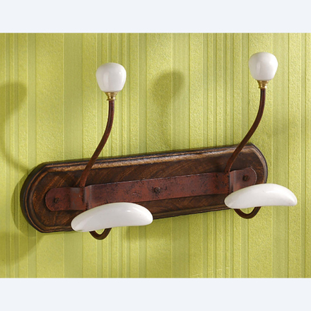 Portemanteaux bois + porcelaine 2 patères - MOTTEZ - B854V2