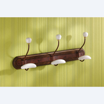 Portemanteaux bois + porcelaine 3 patères - MOTTEZ - B854V3