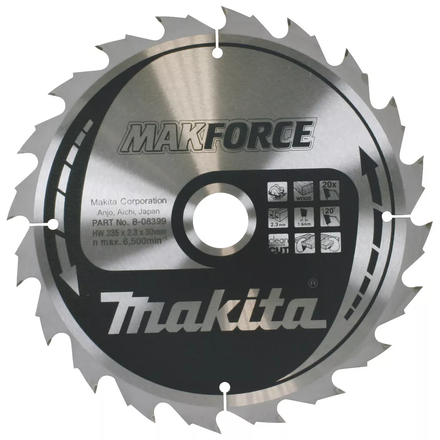 Lames carbures ''MakForce'', pour bois, pour scies circulaires 235/30/20 MAKITA - B08399