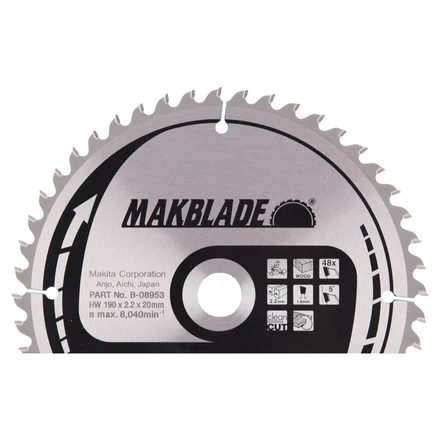 LAMES CARBURE MAKITA ''MAKBLADE'' BOIS, POUR SCIES RADIALES ET À ONGLETS Ø 190 MM - B08953