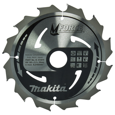 Lame de scie circulaire, M-Force T.C.T, 190 x 30 mm, 12 dents MAKITA - B-31974