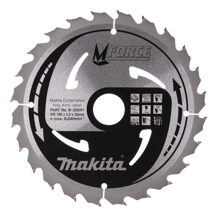 LAME CARBURE MFORCE BOIS 190X30MM 24D MAKITA - B32041