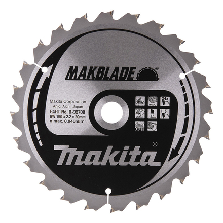 LAME CARBURE MAKBLADE BOIS 190X20MM 24 DENTS - B32708