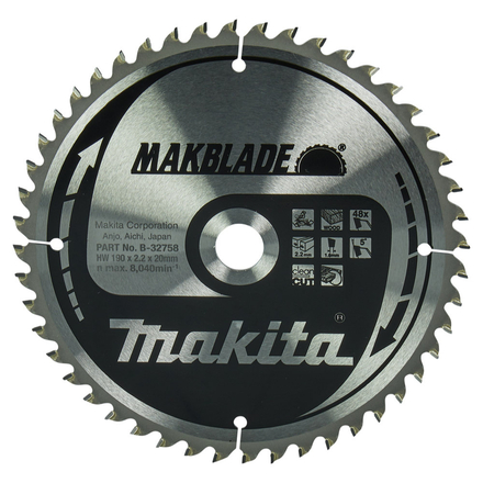 LAME CARBURE MAKBLADE BOIS 190X20MM 48D MAKITA - B32758
