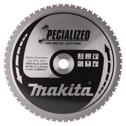 Lames carbures ''Specialized'' Métal, pour tronçonneuse à métaux à lame MAKITA - B-33439
