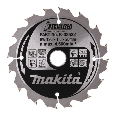 T.C.T.SAW BLADE 136X16T MAKITA - B33532