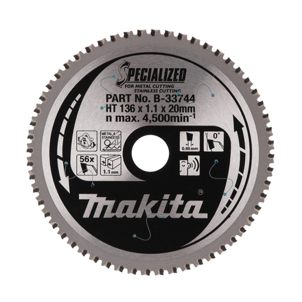 LAME CARBURE INOX/METAL SPE MET+BATT 136X20MM 56D MAKITA - B33744