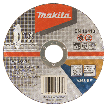LOT 25 DISC TRONC 125x1,6 METAL/INOX MAKITA - B4693125