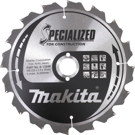 LAMES CARBURE CONSTRUCTION PO 235X30MM 16D (2 PCS) MAKITA - B49258