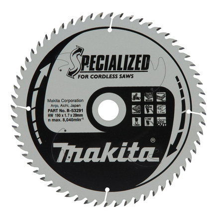 LAME TCT MDF 190x20MM 60DENTS MAKITA - B53291