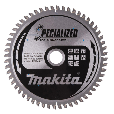LAME CARBURE ALUMINIUM SPE PLO+BATT 165X20MM 56D MAKITA - B56770