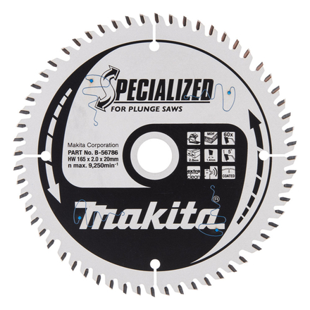 LAME CARBURE MDF SPE PLO+BATT 165X20MM 60D MAKITA - B56786