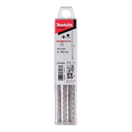 LOT DE 10 FORET SDS-PLUS NEMESIS2 6X160MM MAKITA - B63264