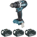Perceuse visseuse MAKITA sans fil 18 V 3 batteries 3 Ah - DDF484RF3J